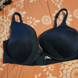 42DDD Cacique Navy Bra with Metallic Lace